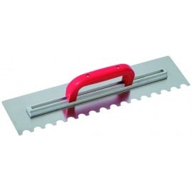 Platoir à colle inox Taliaplast grand modèle 49cm avec denture demi-lune 20x10mm pour carrelage