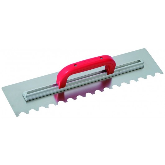 Platoir à colle inox Taliaplast grand modèle 49cm avec denture demi-lune 20x10mm pour carrelage