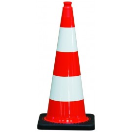 CONE PLASTIQUE FLUO 75CM PVC PIED CAOUTCHOUC 3