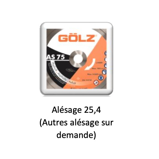DISQUE DIAMANT, COUPE A EAU OU A SEC - AS75 - SCIAGE ASPHALTE - GOLZ DISQUE DIAMANT, COUPE A EAU OU A SEC - AS75 - SCIAGE ASPHALTE - GOLZ
