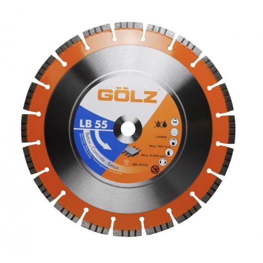 DISQUE DIAMANT, COUPE A SEC ET A EAU - LB55 - BETON - GOLZ