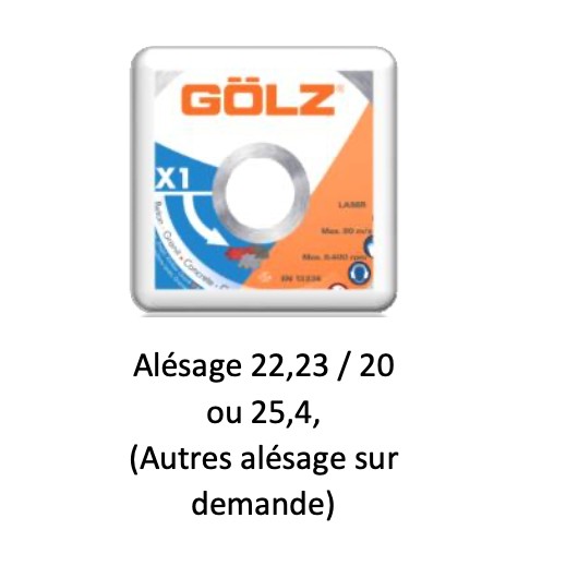 DISQUE DIAMANT RX1, COUPE A SEC POUR MEULEUSE OU RAINUREUSE - Ø 125 MM / ALESAGE 22.23 MM - BETON, GRANIT - GOLZ