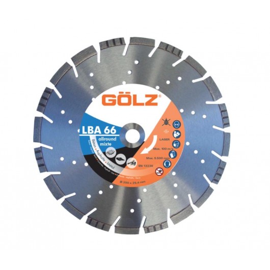 DISQUE DIAMANT LBA66, COUPE A SEC OU A EAU - POUR DECOUPEUSE OU SCIE DE SOL - Ø 350 MM / ALESAGE 20 MM - GOLZ