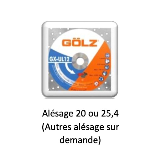 GÖLZ - Disque diamant GX-UL12, coupe à sec ou à eau - pour découpeuse - ø 350 mm / alésage 20 mm