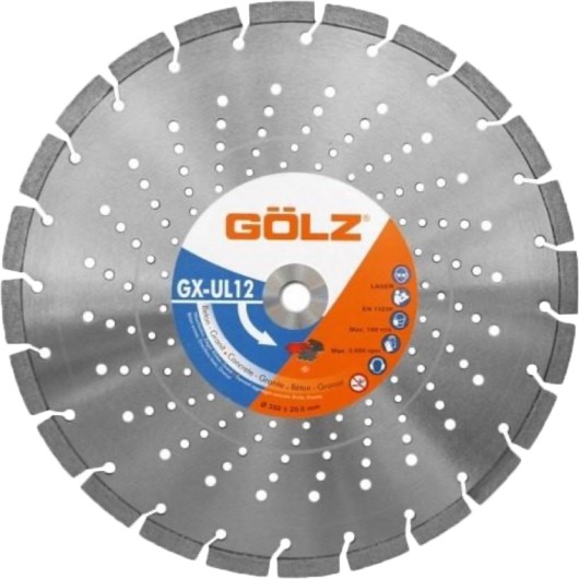 DISQUE DIAMANT GX-UL12, COUPE A SEC OU A EAU - POUR DECOUPEUSE - Ø 400 MM / ALESAGE 25.40 MM - GOLZ