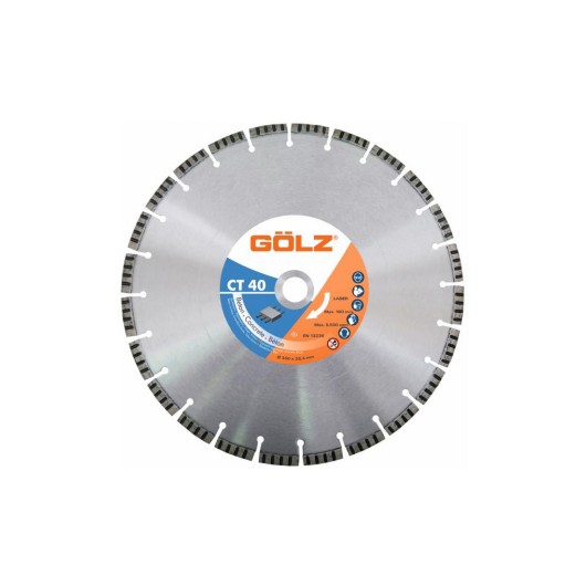 DISQUE DIAMANT CT40, COUPE A SEC ET A EAU - POUR SCIE DE SOL OU DECOUPEUSE - Ø 350 MM / ALESAGE 25.40 MM - GOLZ