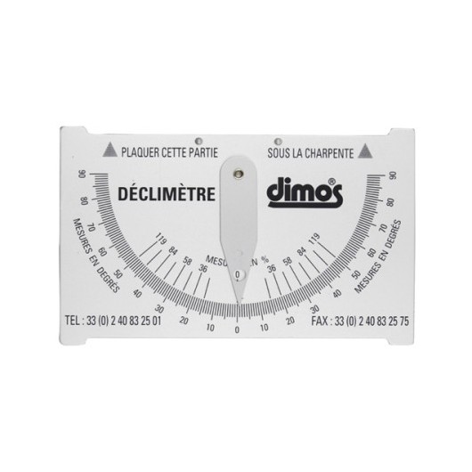 Déclimètre DIMOS en aluminium réf 155577 pour mesure d'angle et pente de toiture