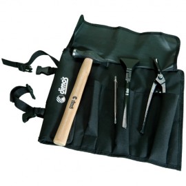 Sacoche à outils textile DIMOS garnie avec cisaille pince et marteau pour couvreur zingueur