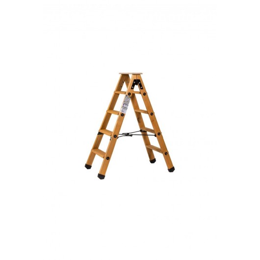 ESCABEAU DOUBLE ACCES A DEUX PLANS DE MONTEE - 2X4 MARCHES + TABLETTE - HAUTEUR DE TRAVAIL MAXIMUM : 2.45M - BOIS - CENTAURE
