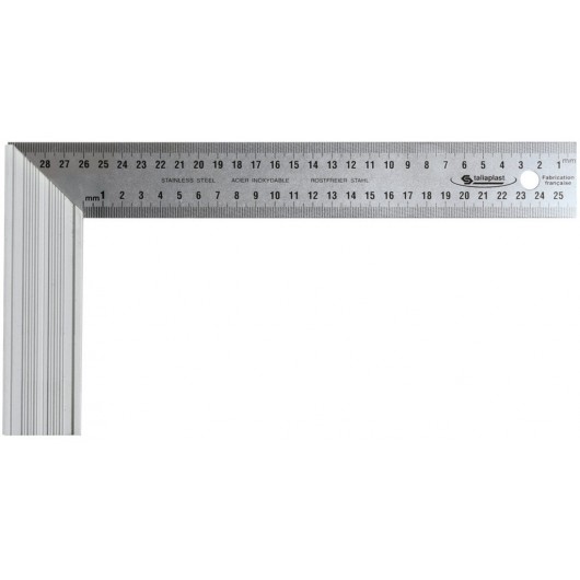 EQUERRE DROITE ET D'ONGLET LAME INOX TALON ALU 300MM - TALIAPLAST