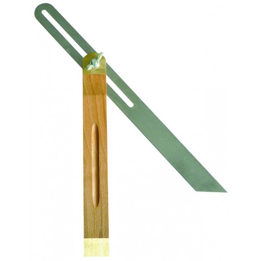 Fausse équerre à coulisse Taliaplast 40cm avec talon en bois et laiton pour menuiserie et charpente