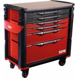 Servante 41 - Xl - 6 Tiroirs - Rouge - Plateau Bois - Sam Outillage