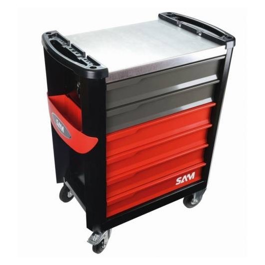 Servante 30N - 6 Tiroirs - Rouge - Plateau Acier Galvanise - Sam Outillage Servante 30N - 6 Tiroirs - Rouge - Plateau Acier Galvanise - Sam Outillage