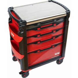 Servante 41 - 5 Tiroirs - Rouge - Plateau Inox - Sam Outillage