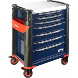 Servante 41 - 7 Tiroirs - Bleue - Plateau Inox - Sam Outillage