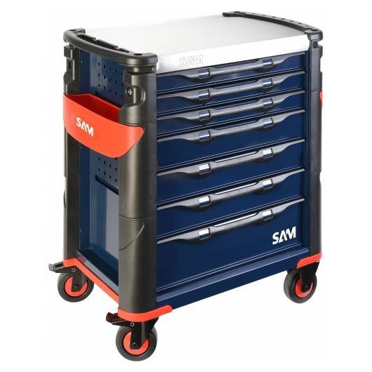 Servante 41 - 7 Tiroirs - Bleue - Plateau Inox - Sam Outillage
