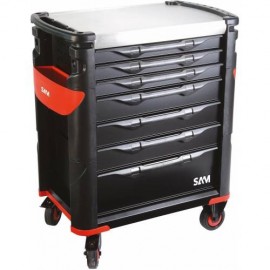 Servante 41 - 7 Tiroirs - Noire - Plateau Inox - Sam Outillage