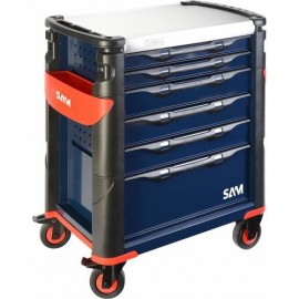 Servante 41 - 6 Tiroirs - Bleue - Plateau Inox - Sam Outillage
