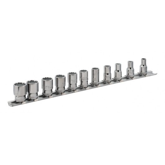 BAHCO - Jeu de douilles 1/4" avec profil 12 pans dimensions métriques - 11 pcs/rail