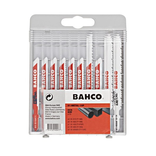 BAHCO - Jeu de lames de scie sabre pour plâtre, bois et métal - 10 pcs