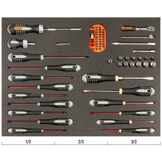 BAHCO - Jeu d'embouts/douilles/cliquets/Tvis ERGO, module 3/3 marqué au laser - 22 pc