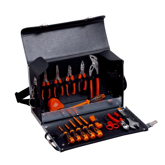 BAHCO - Kit d'outils d'électricien dans sac en cuir - 16 pcs