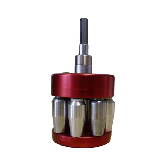 Évaseur de tuyaux Dimos diamètre 80mm monté sur visseuse pour évasement tuyau zinc et cuivre