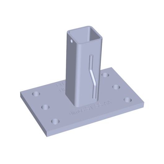 Support I 355 DIMOS pour potelet carré 30x30, ancrage platine acrotère conforme NF