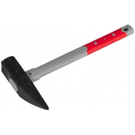 Marteau têtu de maçon Taliaplast 1,25kg avec manche rouge Fibragom et tête acier forgé pour taille de pierre