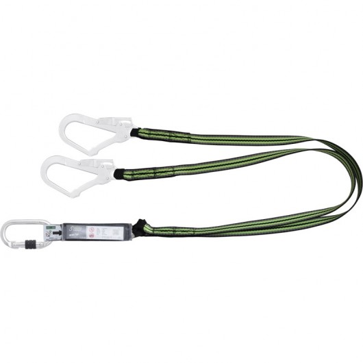 KRATOS SAFETY - Longe fourche en sangle 1,80 m avec absorbeur d’énergie et connecteurs FA5010117 et FA5020755 