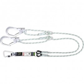 KRATOS SAFETY - Longe fourche en corde tressée 2 m avec absorbeur d’énergie et boucle à réducteur 