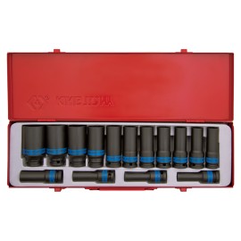 KING TONY - Coffret de douilles longues choc 1/2" 15pcs version 21-24-27-30-32mm