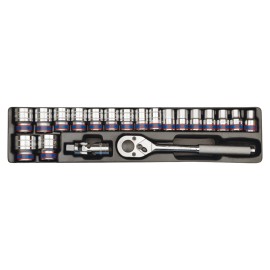 Coffret Douilles King Tony 21 Pièces 1/2'' - Cliquet 11°, Douilles Chrome Vanadium 11 à 32 Mm