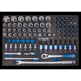 KING TONY - Plateau EVAWAVE de douilles, douilles tournevis TORX®, XZN® et 6 pans et accessoires 1/2" - 84 pièces