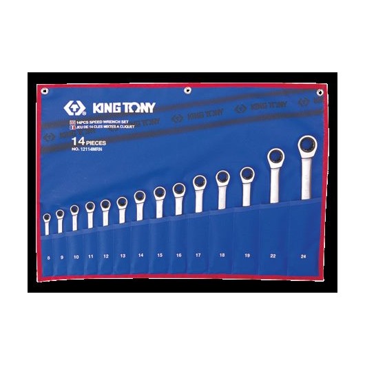 Jeu de 14 clés mixtes à cliquet King Tony 12114MRN dans trousse polyester