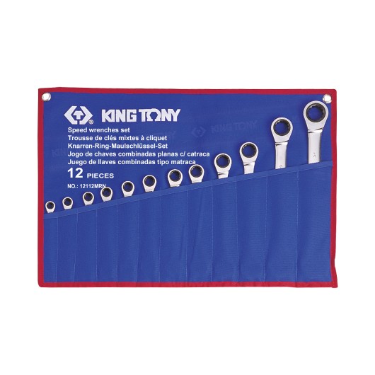 KING TONY - Jeu de 12 clés mixtes à cliquet non réversibles D: 8:15-17-19-22-24mm