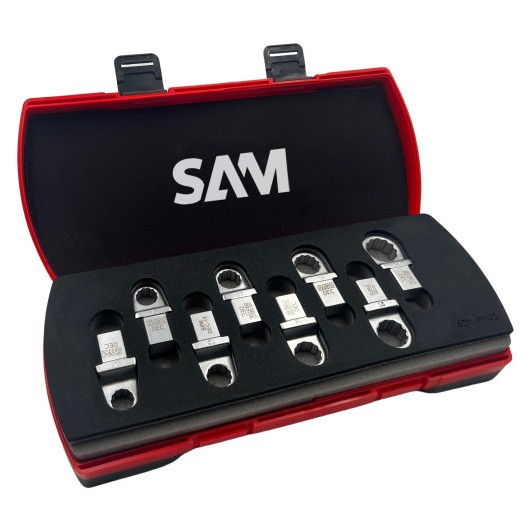 SAM OUTILLAGE - COFFRET DE 9 EMBOUTS DYNAMOMÉTRIQUES 14X18 A OEIL DEPORTÉ EN MM