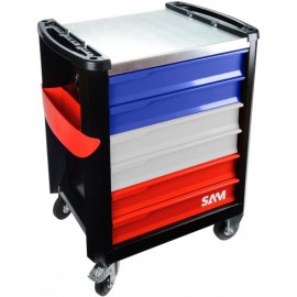 SAM OUTILLAGE - Servante 6 tiroirs bleue blanc rouge