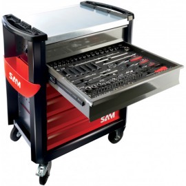 SAM OUTILLAGE - SERVANTE SERVI-630N 6 tiroirs + composition Maintenance industrielle 224 outils en module mousse