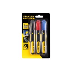 STANLEY - Marqueur 3 Couleurs Pointe Large Biseautee - Carte 3Pcs - Fatmax