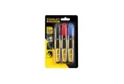 STANLEY - Marqueur 3 Couleurs Pointe Large Biseautee - Carte 3Pcs - Fatmax