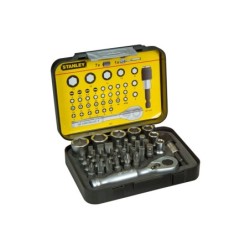 STANLEY - Coffret D'Embouts De Vissage 1/4" 25Mm + Clé A Cliquet - Jeu De 39 Pcs - Gamme Pro