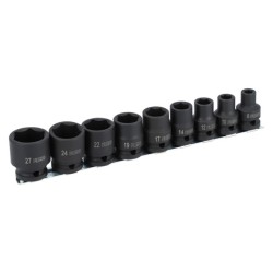 IRIMO - 1/2" Impact socket hexagonal set mm, rail 9 pcs