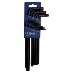 IRIMO - Jeu de 9 clés mâles coudées longues pour vis Torx, finition brunie - T10/T50