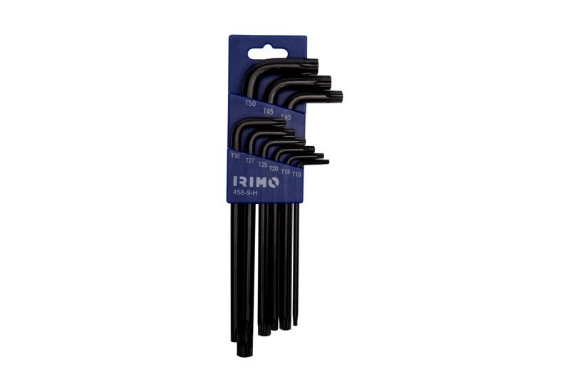 IRIMO - Jeu de 9 clés mâles coudées longues pour vis Torx, finition brunie - T10/T50