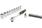 STANLEY - Cliquet 120 Dents ½’’ Fatmax + 9 Douilles + 10 Embouts + Porte-Embout – 21 Pcs