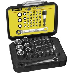 STANLEY - Coffret D'Embouts De Vissage 1/4" 25Mm + Mini-Cliquet - Jeu De 39 Pcs - Gamme Pro