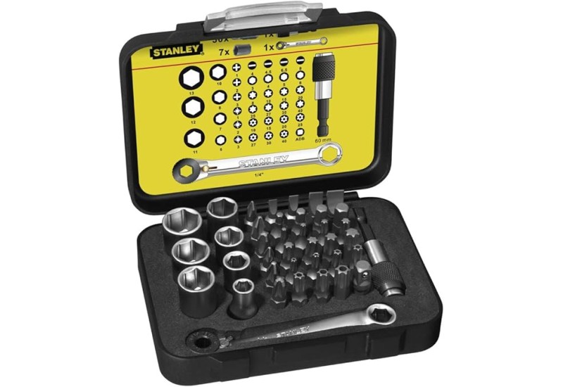 STANLEY - Coffret D'Embouts De Vissage 1/4" 25Mm + Mini-Cliquet - Jeu De 39 Pcs - Gamme Pro