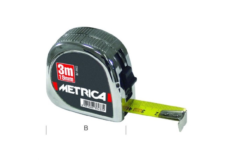 mètre ruban METRICA CROMATO 3m avec boîtier ABS chromé mètre ruban METRICA CROMATO 3m avec boîtier ABS chromé