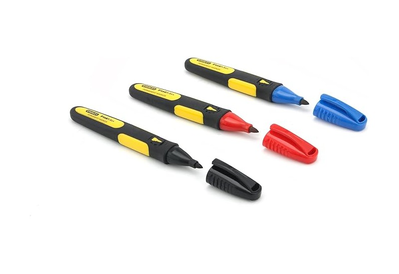 STANLEY - Marqueur Pointe Fine - 3 Couleurs - Carte 3Pcs - Fatmax